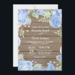 Rustic Floral Wedding Invitation Blue Waterverf Kaart<br><div class="desc">Rustic Floral Wedding Invitation. Blauwe Waterverf bloemen. Rustic Wood Chalkobard Background Afdrukbaar digitaal. Voor verdere aanpassing,  te klikken gelieve de knoop "van de Aanpassing het"en ons ontwerphulpmiddel te gebruiken om deze sjabloon te wijzigen.</div>