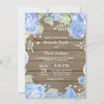 Rustic Floral Wedding Invitation Blue Waterverf Kaart<br><div class="desc">Rustic Floral Wedding Invitation. Blauwe Waterverf bloemen. Rustic Wood Chalkobard Background Afdrukbaar digitaal. Voor verdere aanpassing,  te klikken gelieve de knoop "van de Aanpassing het"en ons ontwerphulpmiddel te gebruiken om deze sjabloon te wijzigen.</div>