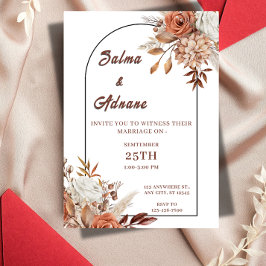 Rustic Floral Wedding Invitation – Earthy Elegance Kaart