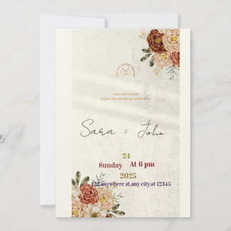 Rustic Floral Wedding Invitation | Elegant Boho St Kaart