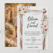Rustic Floral Wedding Invitation, Elegant Boho Wed Kaart (Voorkant / Achterkant)