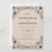 Rustic Floral Wedding Invitation Kaart (Voorkant)