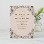 Rustic Floral Wedding Invitation Kaart (Staand voorkant)