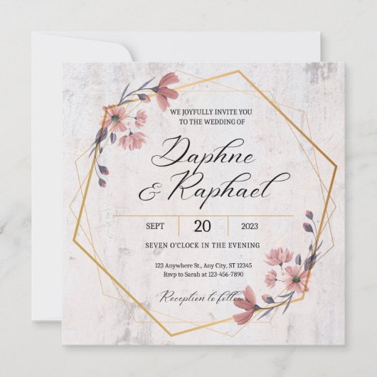 Rustic Floral Wedding Invitation Kaart (Voorkant)