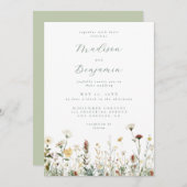 Rustic Floral Wedding Invitation Kaart (Voorkant / Achterkant)