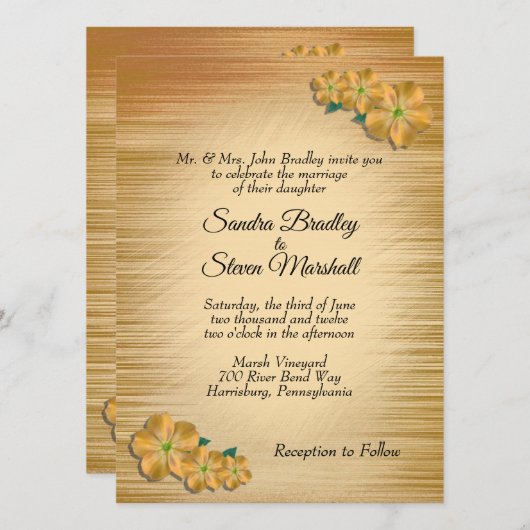Rustic Floral Wedding Invitation Kaart (Voorkant / Achterkant)
