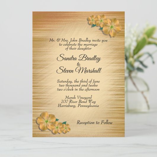 Rustic Floral Wedding Invitation Kaart (Staand voorkant)