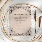 Rustic Floral Wedding Invitation Kaart