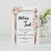 Rustic Floral Wedding Invitation Kaart (Staand voorkant)
