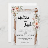 Rustic Floral Wedding Invitation Kaart (Voorkant / Achterkant)