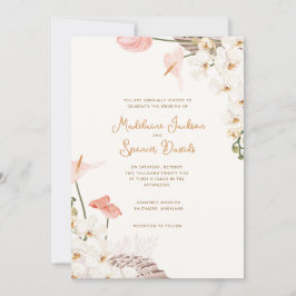 Rustic Floral Wedding Invitation Kaart