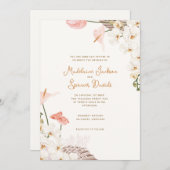 Rustic Floral Wedding Invitation Kaart (Voorkant / Achterkant)