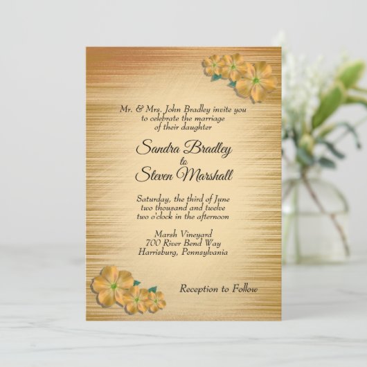 Rustic Floral Wedding Invitation Kaart (Staand voorkant)