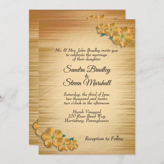 Rustic Floral Wedding Invitation Kaart (Voorkant / Achterkant)