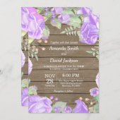 Rustic Floral Wedding Invitation Paarse Waterverf Kaart (Voorkant / Achterkant)