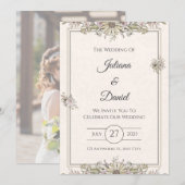 Rustic Floral Wedding Invitation Sjabloon Kaart (Voorkant / Achterkant)