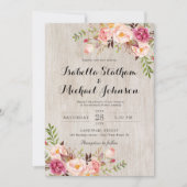 Rustic Floral Wedding Invitation/Waterverf bg-2 Kaart (Voorkant)
