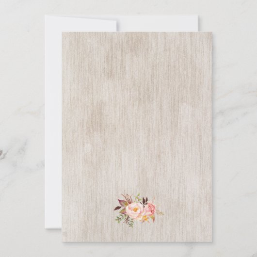 Rustic Floral Wedding Invitation/Waterverf bg-2 Kaart (Achterkant)