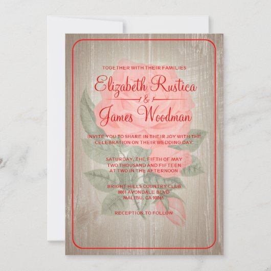 Rustic Floral Wedding Invitations Kaart (Voorkant)