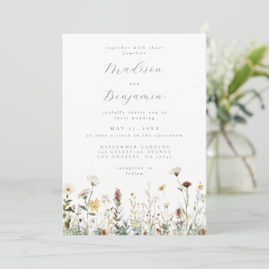 Rustic Floral Wedding Kaart (Staand voorkant)