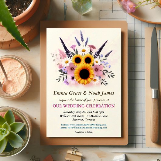 Rustic Floral Wedding Kaart