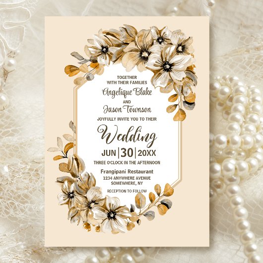 Rustic Floral Wedding Kaart