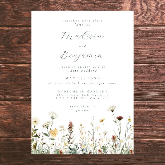 Rustic Floral Wedding Kaart