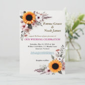 Rustic Floral Wedding Kaart (Staand voorkant)