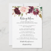 Rustic Floral Wedding Kissing Menu Game Kaart (Voorkant)