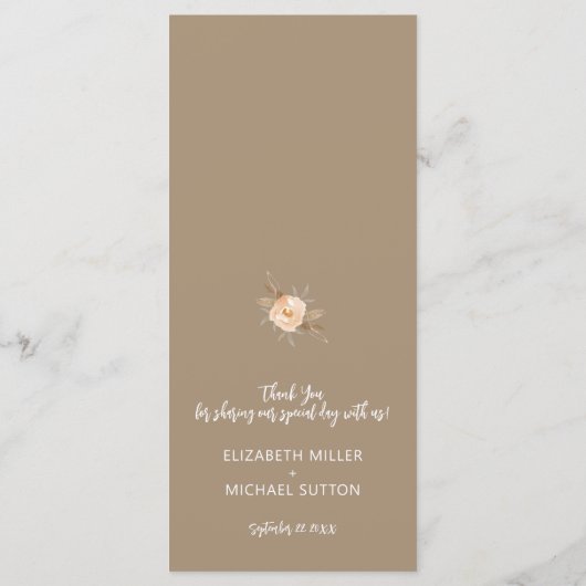 Rustic Floral Wedding Menu (Achterkant)