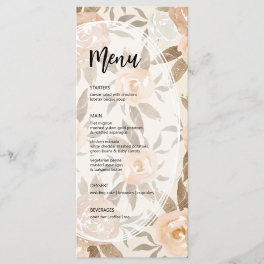 Rustic Floral Wedding Menu (Voorkant)