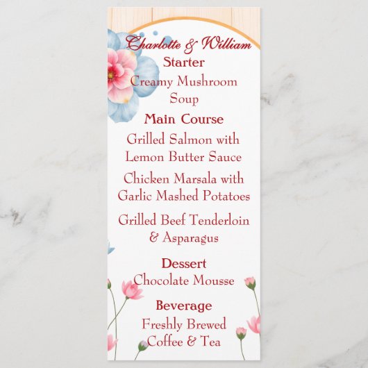 Rustic Floral Wedding Menu (Achterkant)