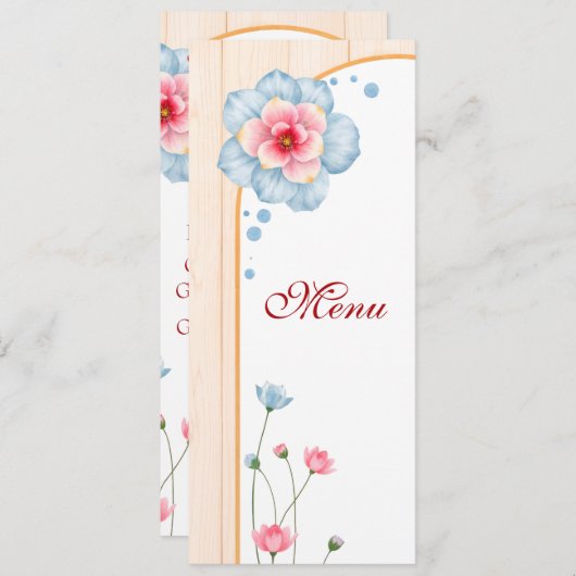 Rustic Floral Wedding Menu (Voorkant / Achterkant)