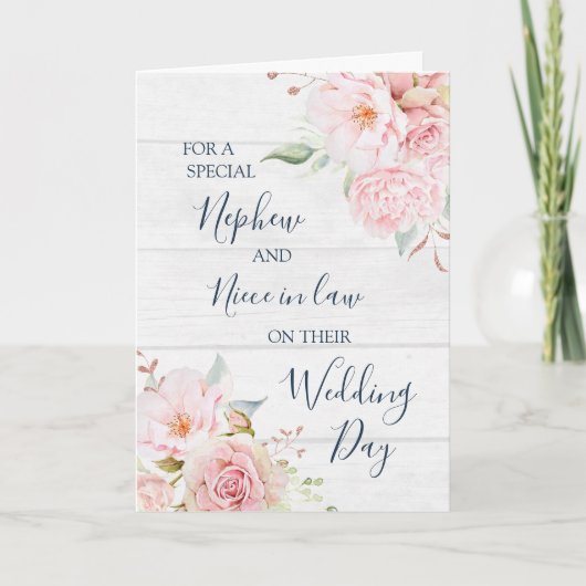 Rustic Floral Wedding Nephew Niece in Law Card Bedankkaart (Voorkant)
