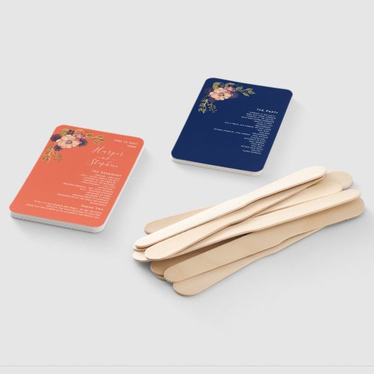 Rustic Floral Wedding Programme Hand Fan Handwaaier (Niet-gemonteerd)