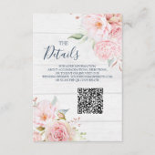Rustic Floral Wedding QR code Details Insert Informatiekaartje (Voorkant)