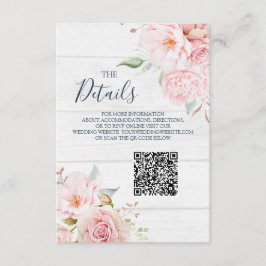 Rustic Floral Wedding QR code Details Insert Informatiekaartje