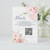 Rustic Floral Wedding QR code Details Insert Informatiekaartje (Staand voorkant)