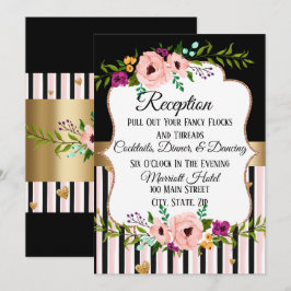 Rustic Floral Wedding Reception Party Card Kaart