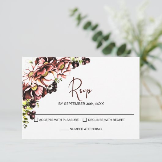 Rustic Floral Wedding RSVP (Staand voorkant)