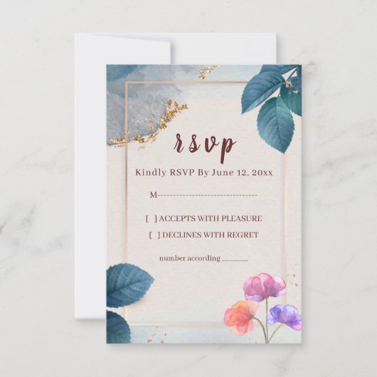 Rustic Floral Wedding RSVP Card (Voorkant)