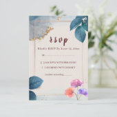 Rustic Floral Wedding RSVP Card (Staand voorkant)