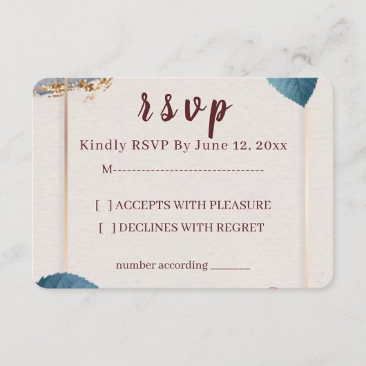 Rustic Floral Wedding RSVP Card Kaartje (Voorkant)