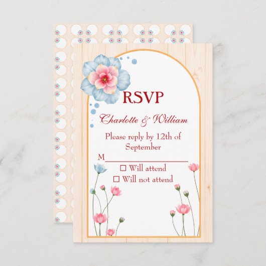 Rustic Floral Wedding RSVP Kaartje (Voorkant / Achterkant)