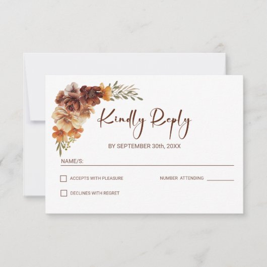 Rustic Floral Wedding RSVP Kaartje (Voorkant)