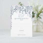 Rustic Floral Wedding RSVP / Reply (Dusty Blue) (Staand voorkant)