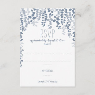 Rustic Floral Wedding RSVP / Reply (Dusty Blue) Kaartje