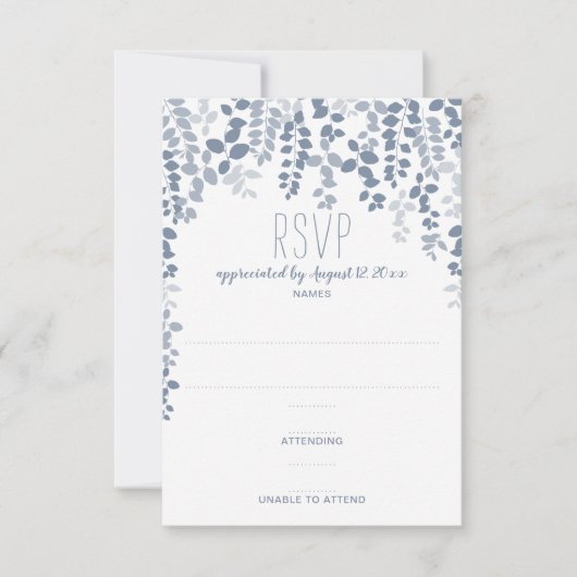Rustic Floral Wedding RSVP / Reply (Dusty Blue) Kaartje (Voorkant)