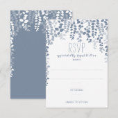 Rustic Floral Wedding RSVP / Reply (Dusty Blue) Kaartje (Voorkant / Achterkant)