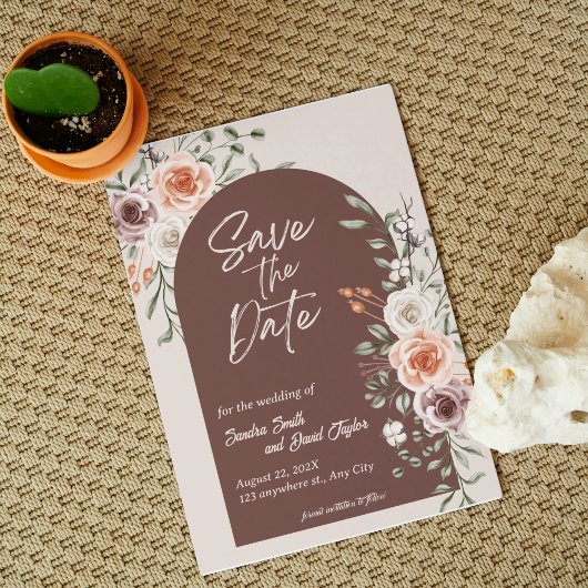 Rustic Floral Wedding Save the Date Invitation